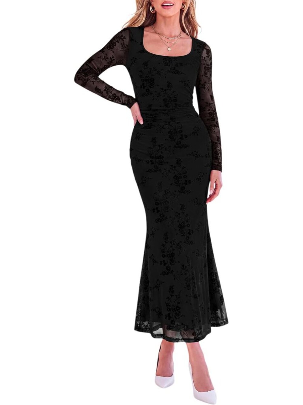 Elegant Women's Floral Maxi Dress for Fall Weddings & Formal Events